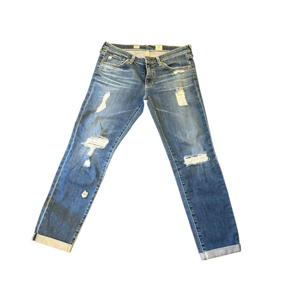 AG Adriano Goldschmied Distressed Denim Straight Jeans